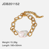 Baroque Freshwater Pearl Twist Chain Bracelet Evil Eye Gold-Plated