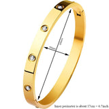 LOVE Crystal Bangle Golden Stainless Steel Bracelet for Women