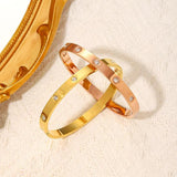 LOVE Crystal Bangle Golden Stainless Steel Bracelet for Women