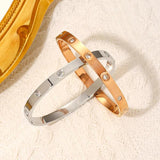 LOVE Crystal Bangle Golden Stainless Steel Bracelet for Women