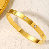 LOVE Crystal Bangle Golden Stainless Steel Bracelet for Women