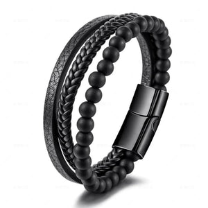 MingAo Stainless Steel Men's Stone Bracelet Magnetic Clasp Gift