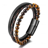 MingAo Stainless Steel Men's Stone Bracelet Magnetic Clasp Gift