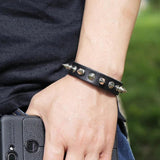 Metal Punk Leather Bracelet Wristbands Gift Jewelry