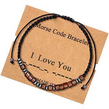 Morse Code Bracelet for Sister Silk Beaded Wrap
