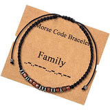 Morse Code Bracelet for Sister Silk Beaded Wrap