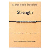 Strength Bracelet Morse Code Stainless Steel Bead Adjustable String Bracelets