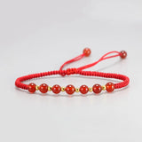 Natural Stone Charms Bracelet Red String Couple Bracelet Wish Card Jewelry Women