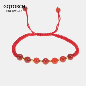 Natural Stone Charms Bracelet Red String Couple Bracelet Wish Card Jewelry Women