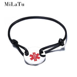 Medical ID Bracelet Stainless Steel Red Rope B421