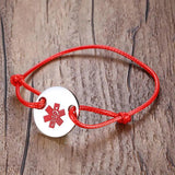 Medical ID Bracelet Stainless Steel Red Rope B421