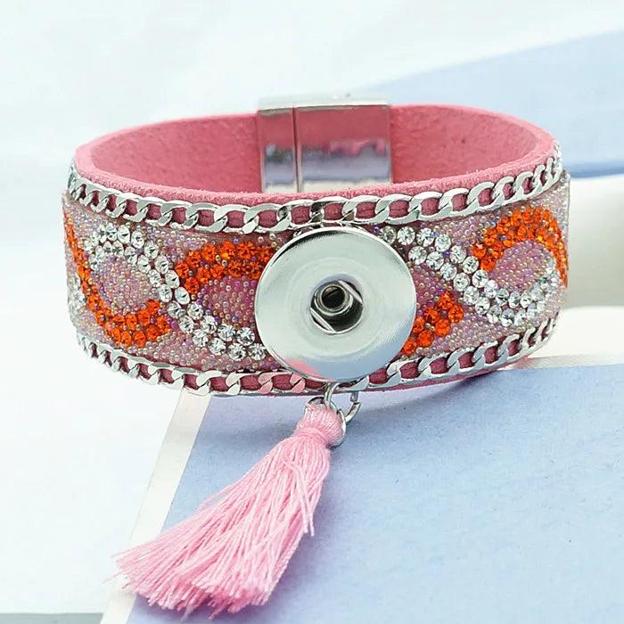 Colorful Velvet Leather Snap Bangle for 18MM Snap Buttons