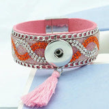 Colorful Velvet Leather Snap Bangle for 18MM Snap Buttons