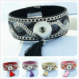 Colorful Velvet Leather Snap Bangle for 18MM Snap Buttons