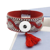 Colorful Velvet Leather Snap Bangle for 18MM Snap Buttons