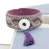 Colorful Velvet Leather Snap Bangle for 18MM Snap Buttons