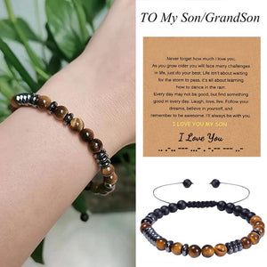 Son & Grandson Code Bracelet Tiger's Eye Gift