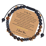Son & Grandson Code Bracelet Tiger's Eye Gift
