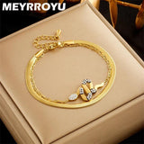 316 Stainless Steel Snake Pendant Double Chain Bracelet For Women