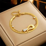 316 Stainless Steel Snake Pendant Double Chain Bracelet For Women