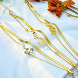 316 Stainless Steel Snake Pendant Double Chain Bracelet For Women