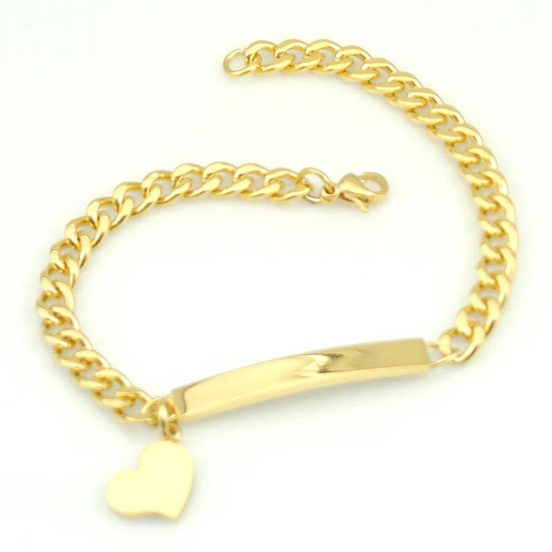 Women Heart ID Bracelet Stainless Steel HB007