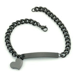 Women Heart ID Bracelet Stainless Steel HB007
