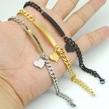 Women Heart ID Bracelet Stainless Steel HB007