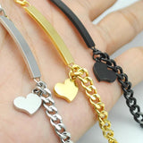 Women Heart ID Bracelet Stainless Steel HB007