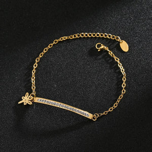 Crystal Dragonfly Bracelet for Women Stainless Steel Chain