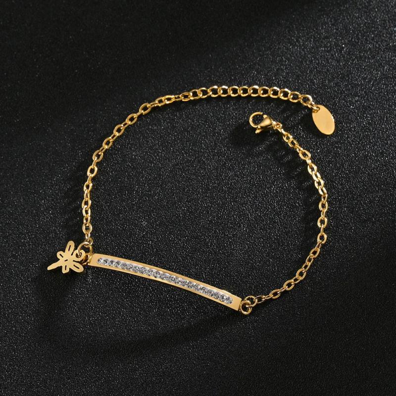 Crystal Dragonfly Bracelet for Women Stainless Steel Chain