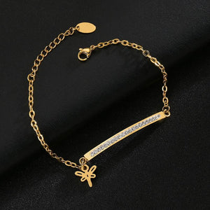 Crystal Dragonfly Bracelet for Women Stainless Steel Chain