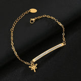 Crystal Dragonfly Bracelet for Women Stainless Steel Chain