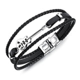 Men's Guitar Bracelet Leather Bangle Rope Layer