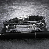 Men's Guitar Bracelet Leather Bangle Rope Layer
