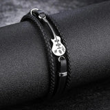 Men's Guitar Bracelet Leather Bangle Rope Layer