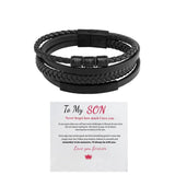 Men's Stainless Steel Leather Bracelet Multilayer Braided Cuff Clasp