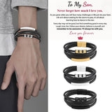 Men's Stainless Steel Leather Bracelet Multilayer Braided Cuff Clasp