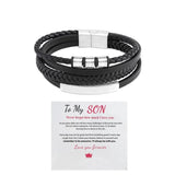 Men's Stainless Steel Leather Bracelet Multilayer Braided Cuff Clasp