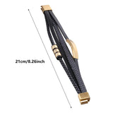Men's Stainless Steel Leather Bracelet Multilayer Braided Cuff Clasp