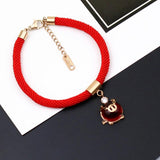 Zodiac Pig Bracelet - Titanium Steel Red Rope