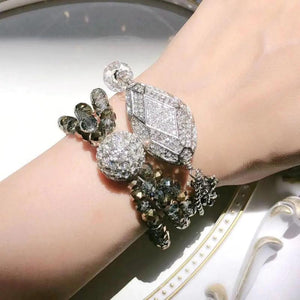 US Glass Ornaments ShanZuan Stretch Bracelet Retro Silver Needle Hand String