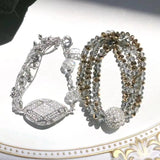 US Glass Ornaments ShanZuan Stretch Bracelet Retro Silver Needle Hand String