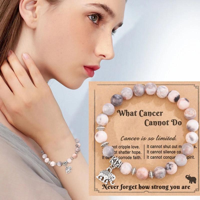 8mm Pink Bead Handstring Charm Bracelet for Women