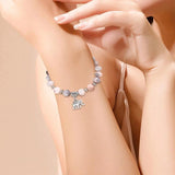 8mm Pink Bead Handstring Charm Bracelet for Women