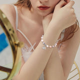 8mm Pink Bead Handstring Charm Bracelet for Women