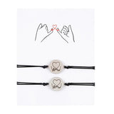 Distance Matching Couple Bracelets - Mother of Pearl Hoop Set