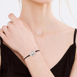 Distance Matching Couple Bracelets - Mother of Pearl Hoop Set