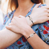 Distance Matching Couple Bracelets - Mother of Pearl Hoop Set