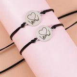 Distance Matching Couple Bracelets - Mother of Pearl Hoop Set